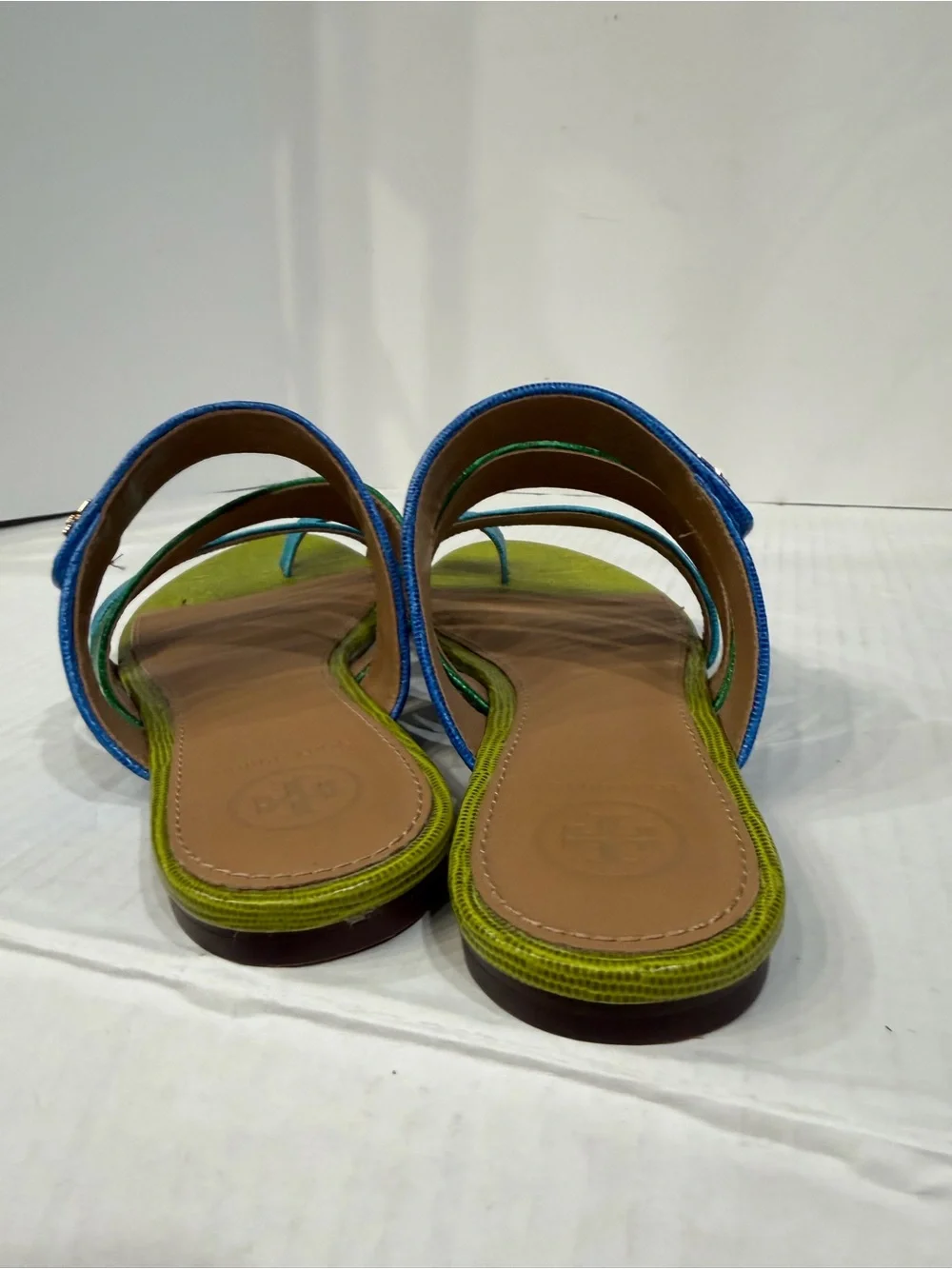 Tory Burch Blue, Teal & Green Triple-Strap Toe-Loop Sandals